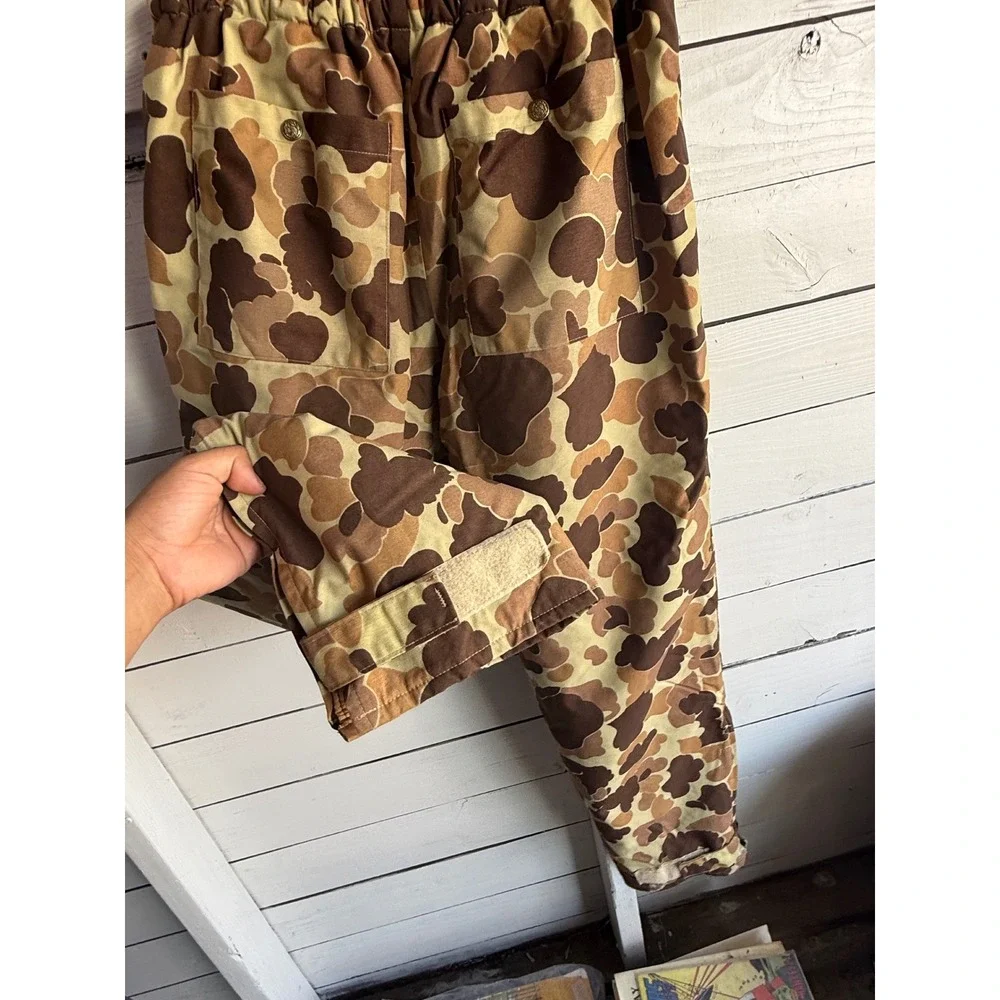 Vintage Cabelas Duck Camo Hunting Pants Mens Large Made in USA Brown Camouflage